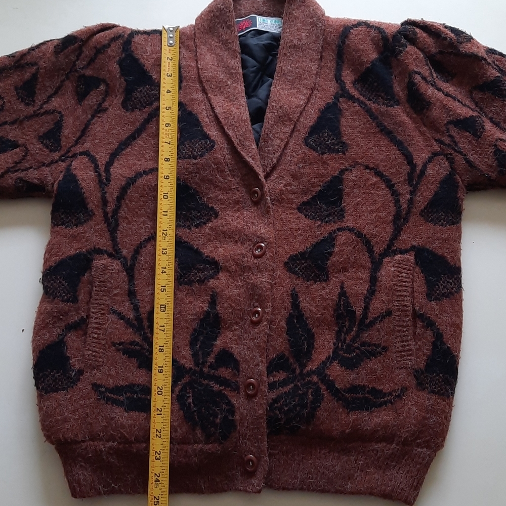 Vintage brown floral knit sweater cardigan small - Picture 10 of 12